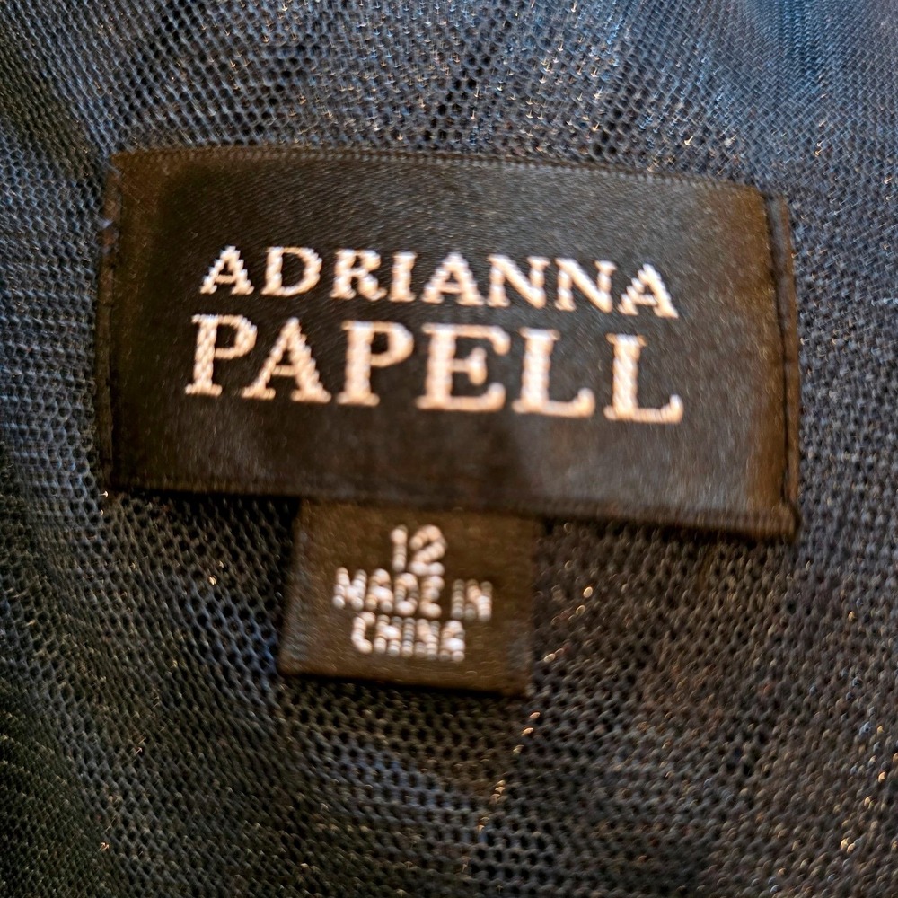 Adrianna Papell Shutter Pleat Tiered Dress Size 12 Metallic Slate Blue Cocktail - Picture 8 of 11